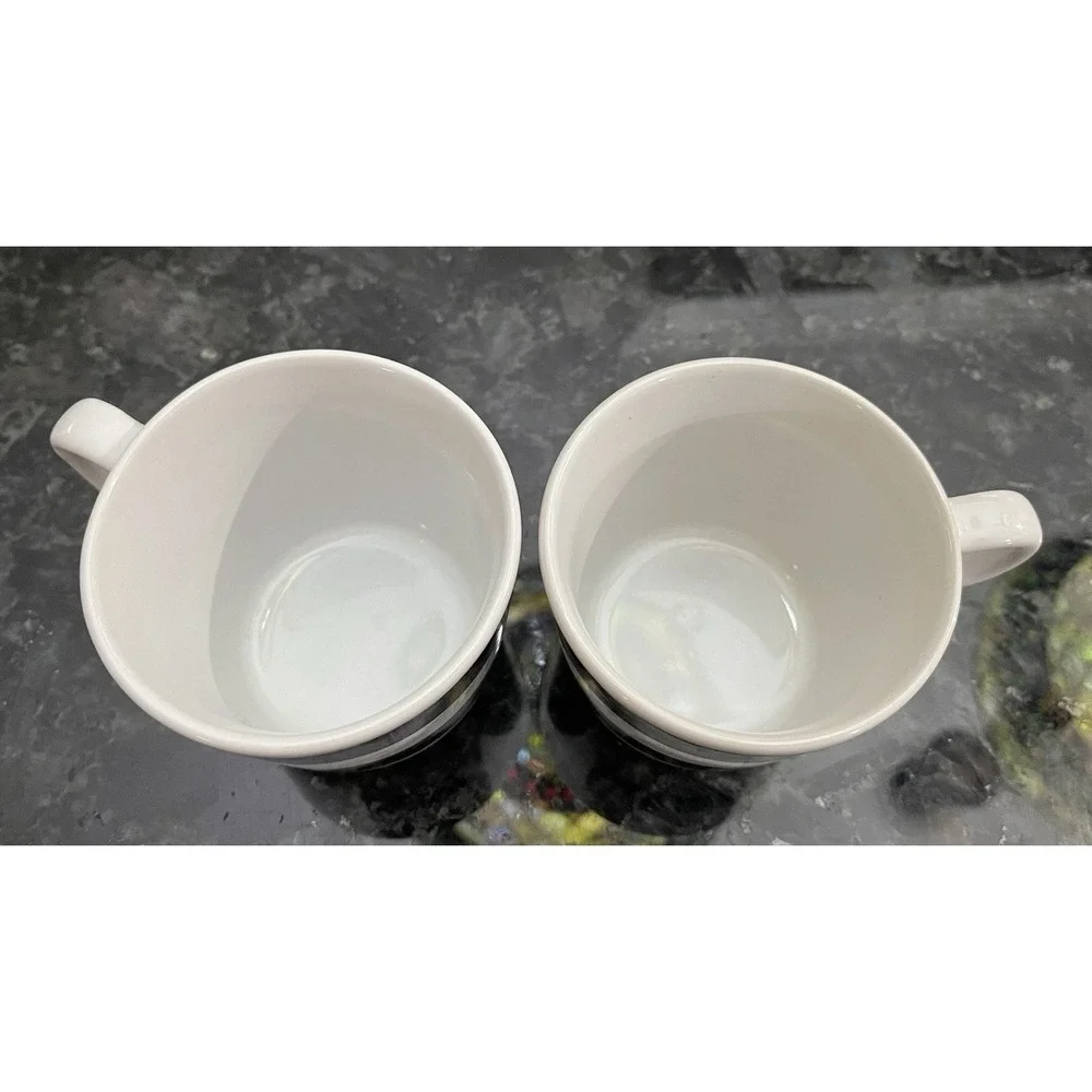Ikea Ungdom Set Of 4 Black White Dots Stripes Ceramic Coffee Mugs READ